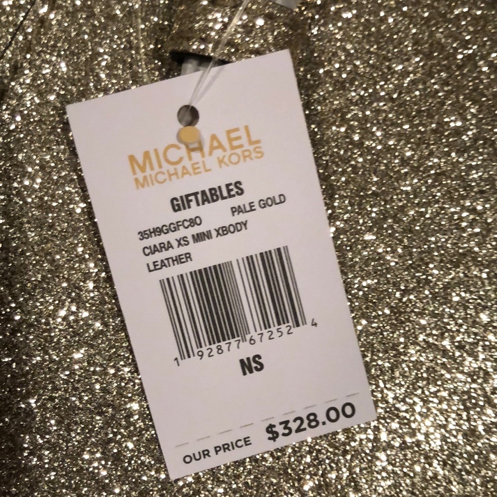NWT glitter Gold mini Michael Kors crossbody - Picture 4 of 7